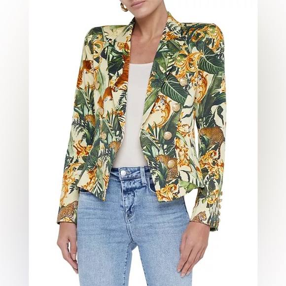 L'AGENCE Green and Cream Tropical Blazer - Picture 3 of 15